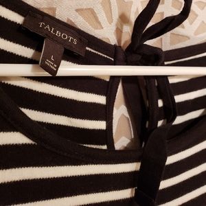 TALBOTS L WOMANS BLACK AND WHITE STRIPED DRESS